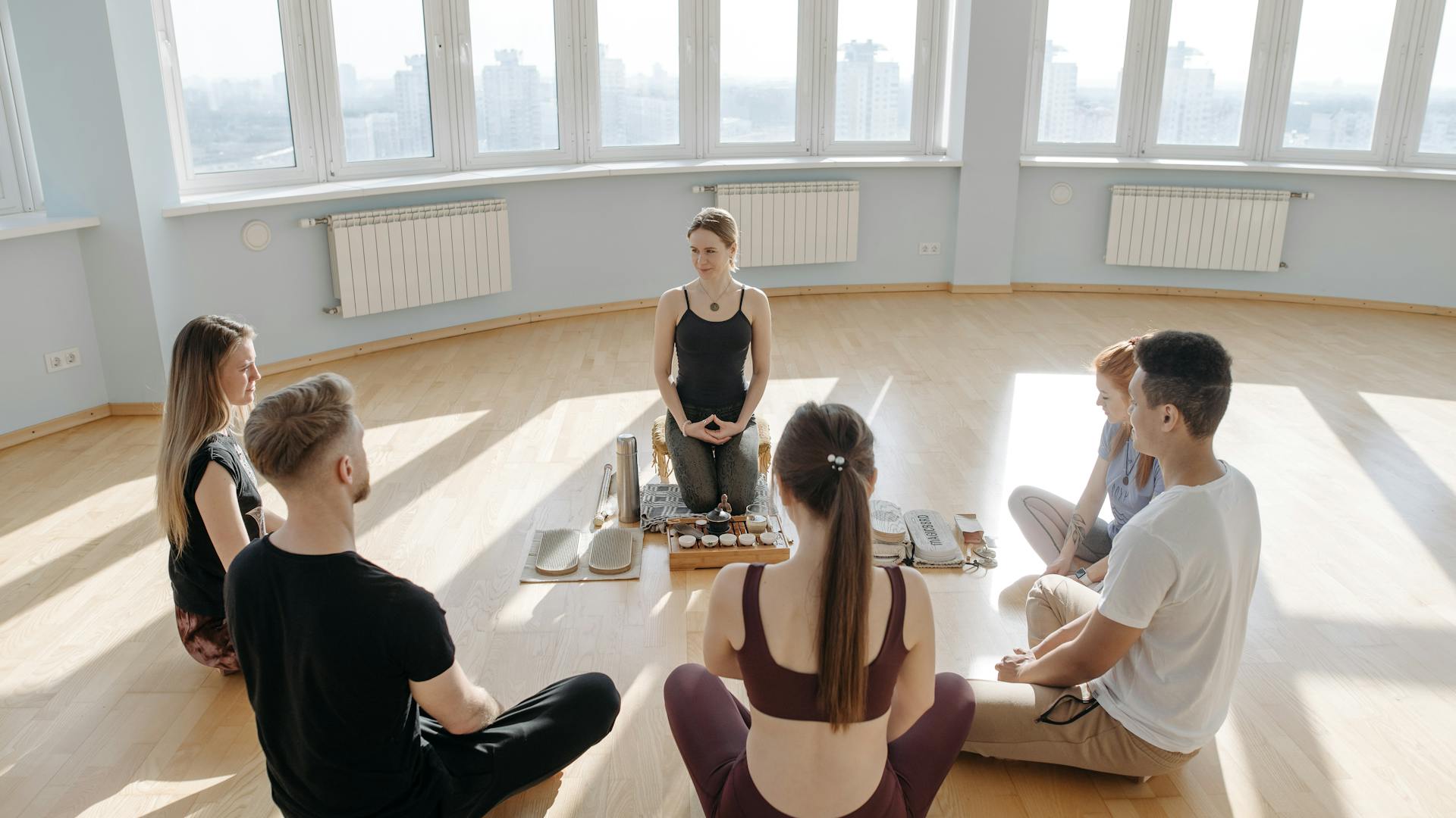 Group meditation and wellness retreat experience